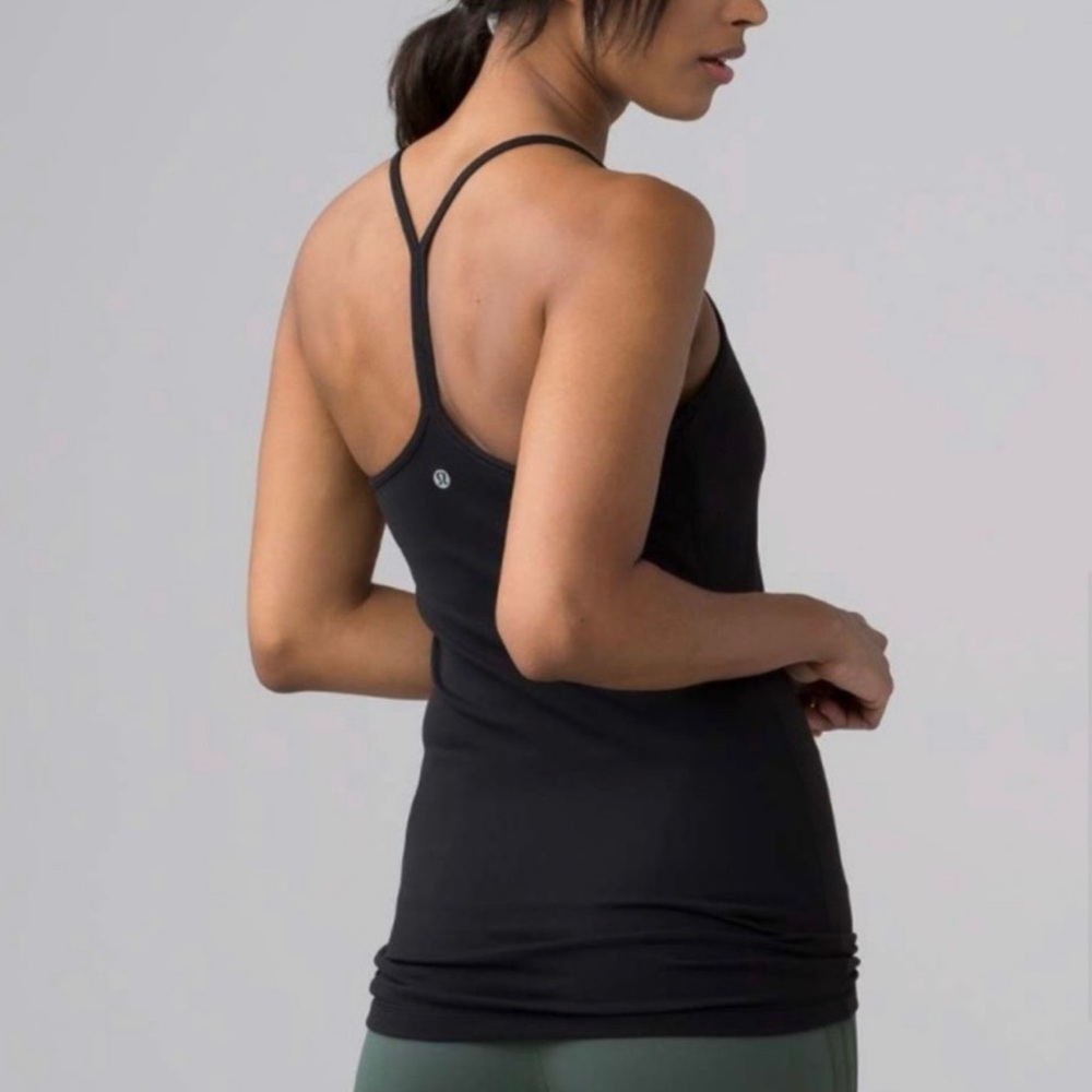 LULULEMON Power Pose Racerback Tank Top With Built In Bra Black Size 6 -EUC